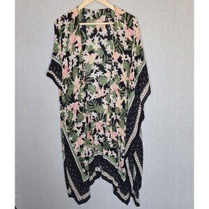 💙 American Eagle Soft Floral Kimono Cover Up L/XL Tropical Beach Vacation Cruis